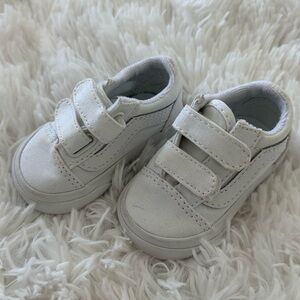 Vans Baby Toddler Old School V Velcro Shoe All White